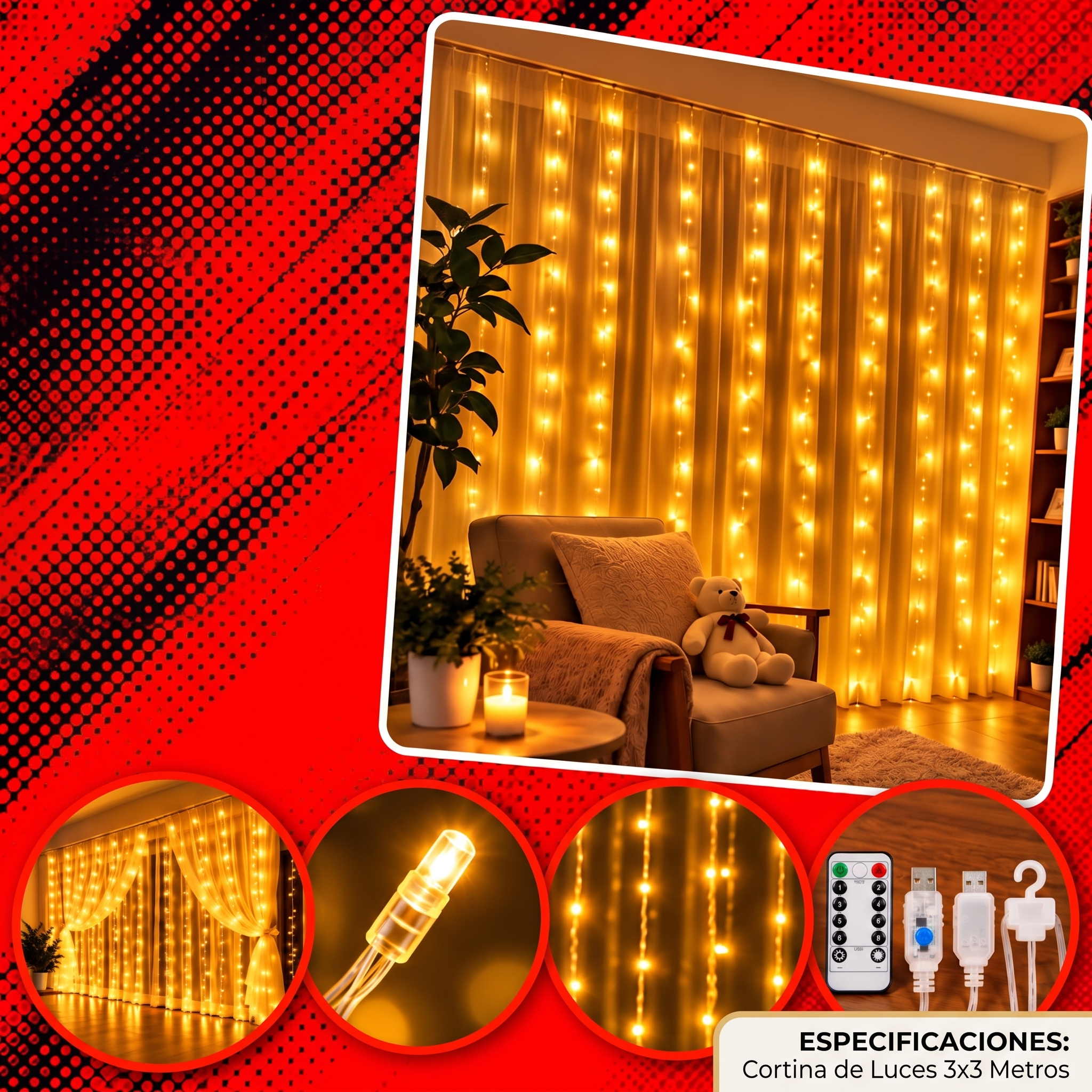 ✨🎄 CORTINA LED 3X3 🎄✨