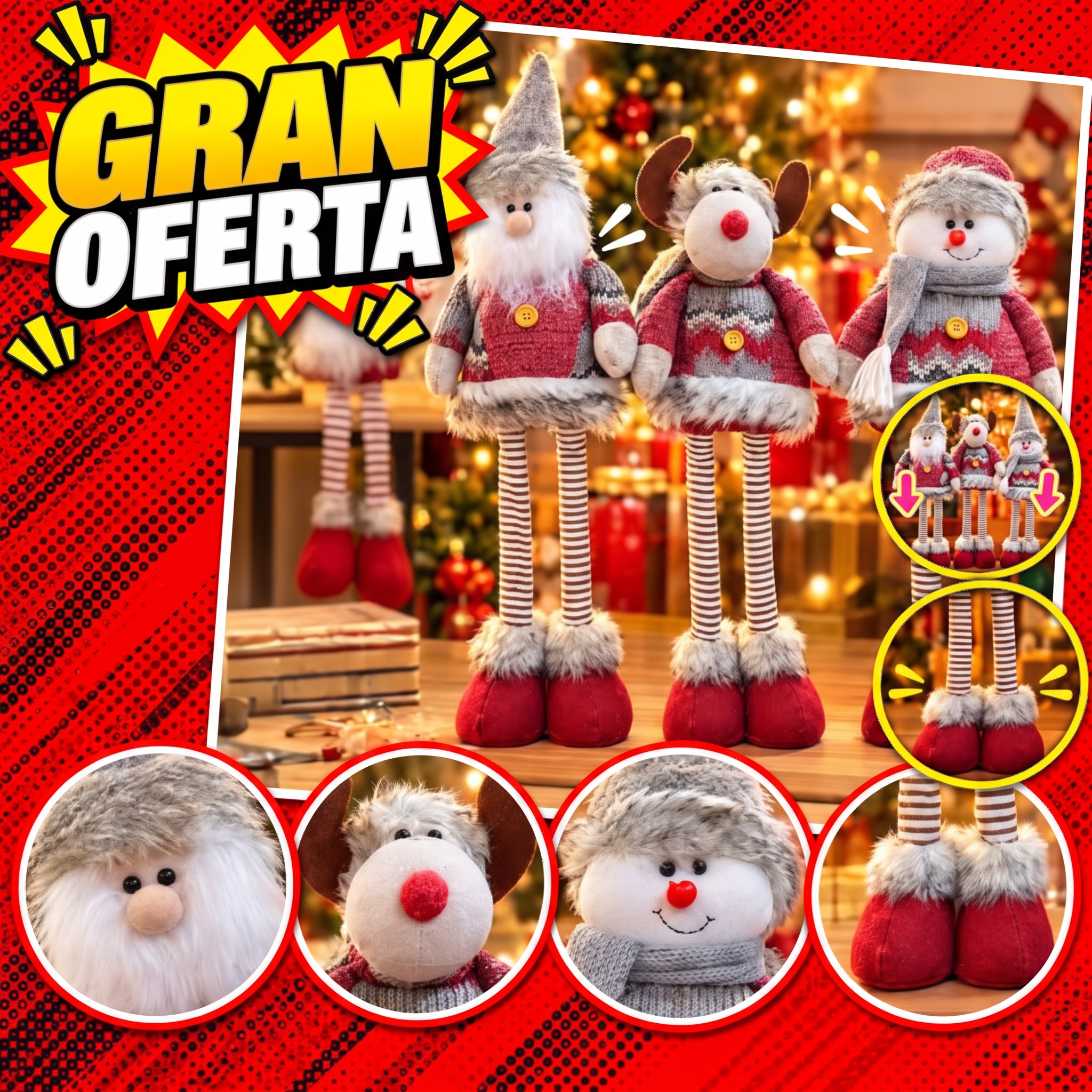 🎄✨ MUÑECOS NAVIDEÑOS DE PIERNAS EXTENSIBLES ✨🎄