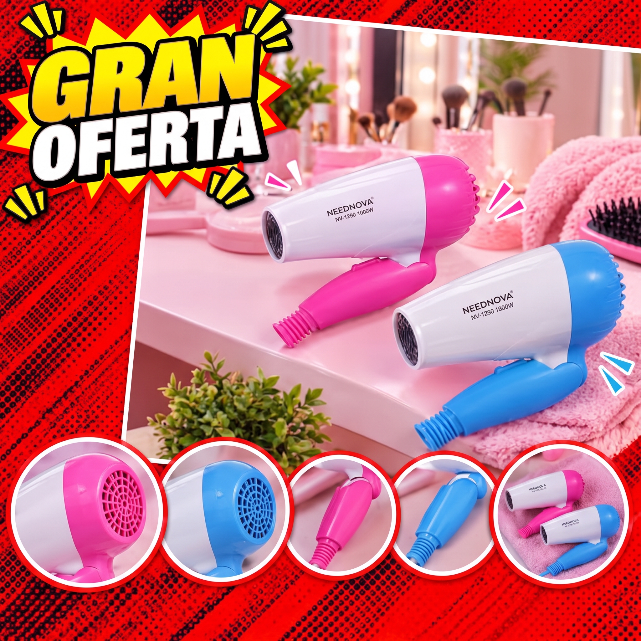 💨✨ SECADORA DE CABELLO PORTÁTIL Y PLEGABLE ✨💨