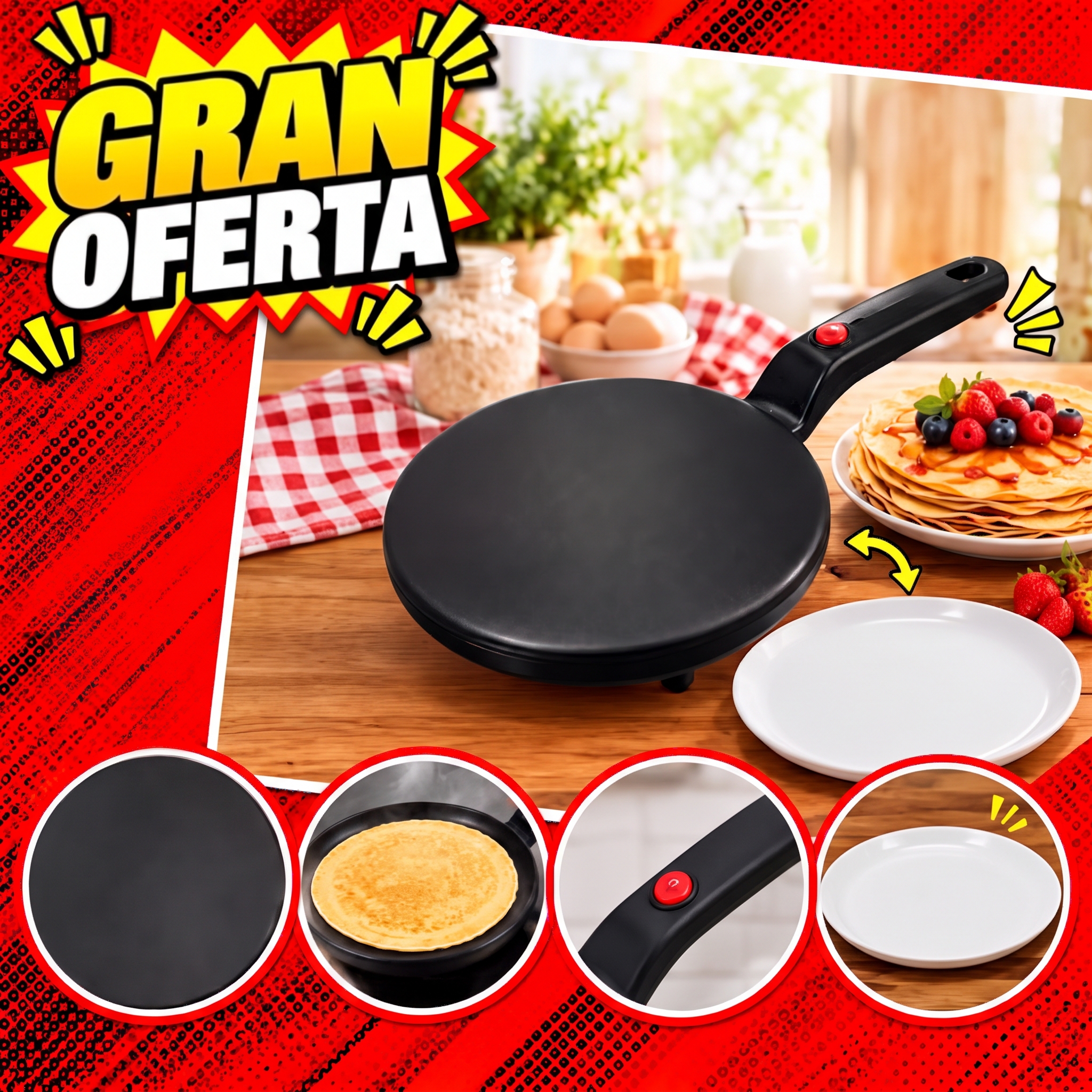 🥞✨ CREPERA ELÉCTRICA ANTIADHERENTE ✨🥞