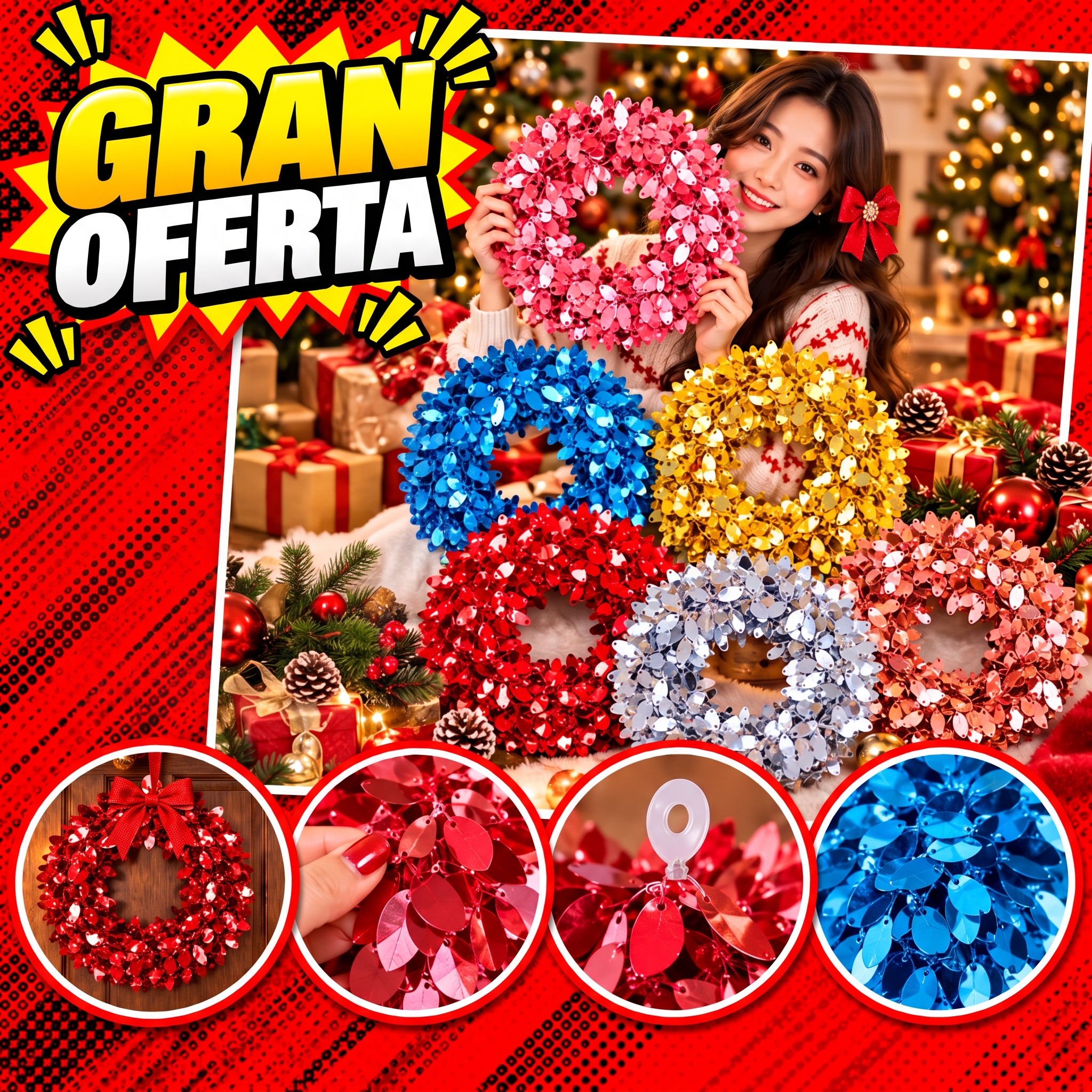 🎄✨ CORONAS NAVIDEÑAS DE LENTEJUELAS ✨🎄